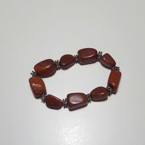 Beaded bracelet sparkle brown with silver